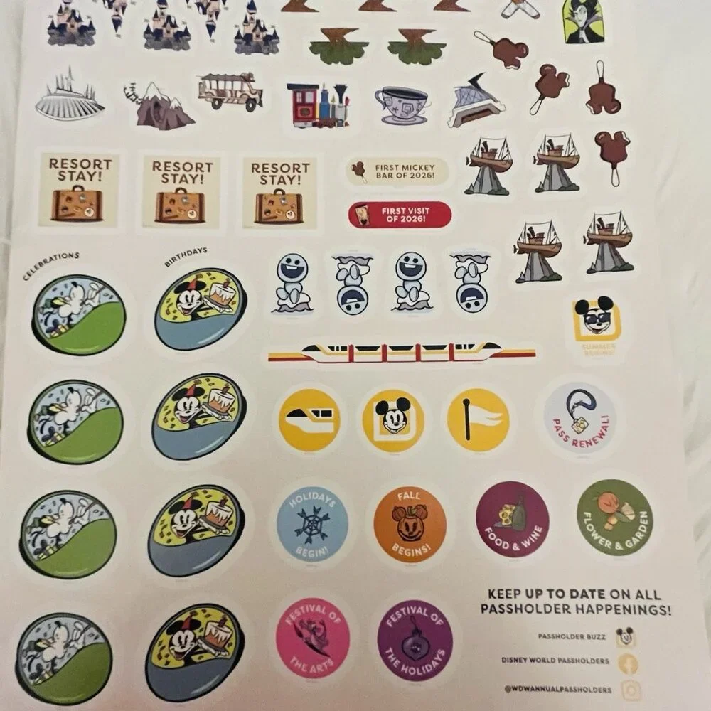 NEW 2026 Walt Disney World Annual Passholder Exclusive Wall Calendar & Stickers